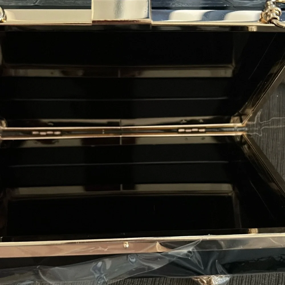 Hamsa Evil Eye Black Glitter Resin Fashion Purse clutch or crossbody - Picture 3 of 5